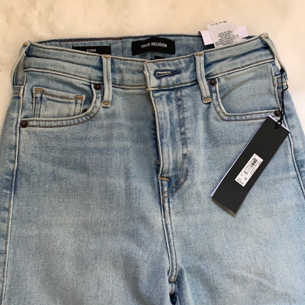 True religion mid rise cropped straight jeans